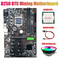 b250 btc mining motherboard with g4400 cpurgb cooling fanswitch cable 12x graphics card slot lga 1151 ddr4 for miner