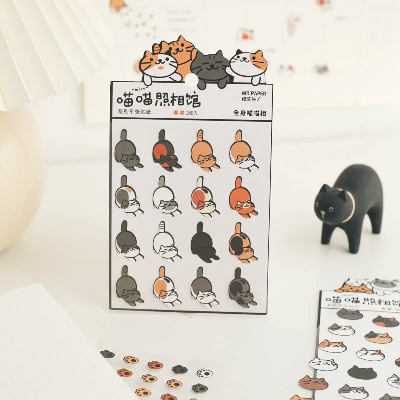 2 Sheets Bullet Journaling Accessories Japanese INS Cute Kitty Decoration Stickers Aesthetic Phone Case Deco Stationery |