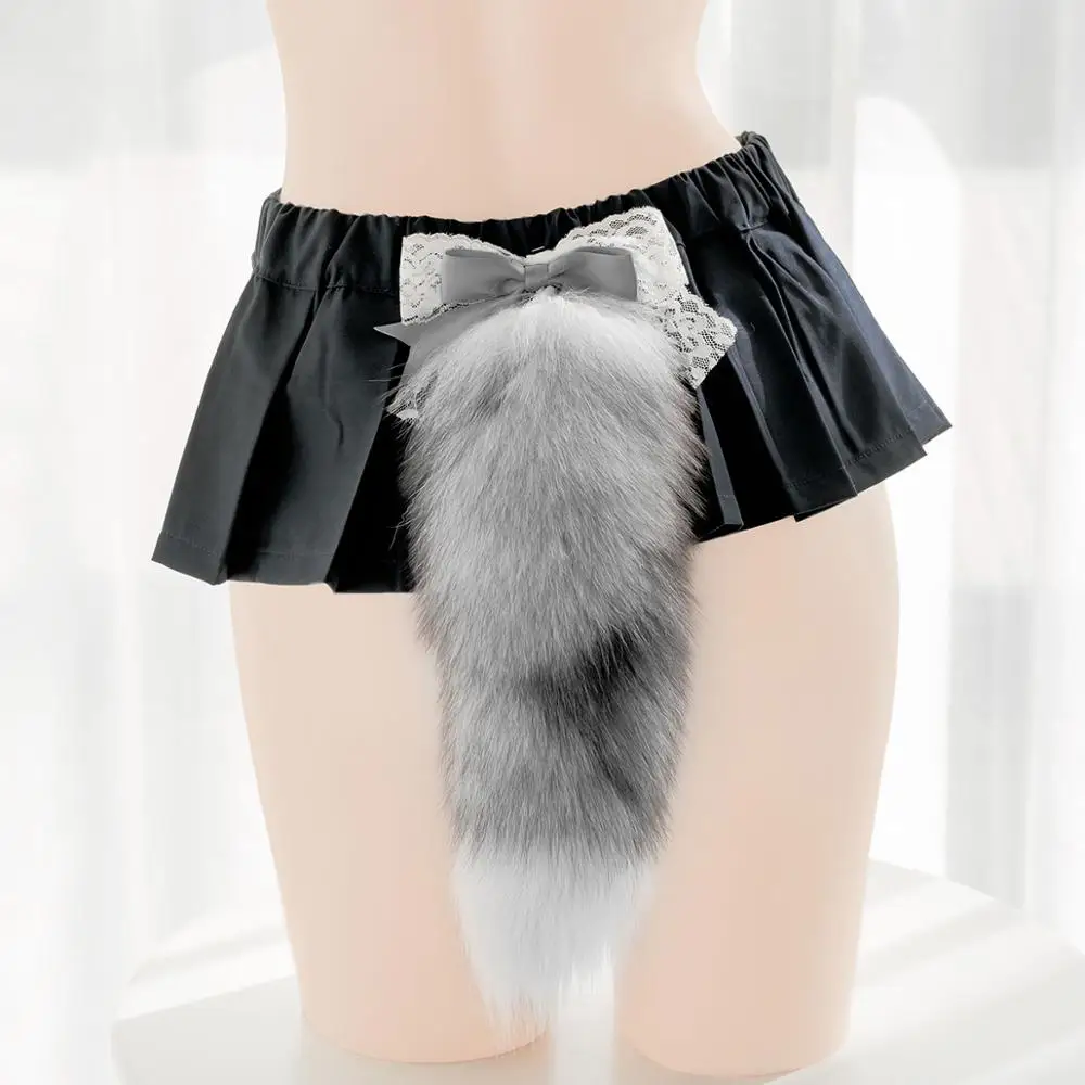 

Sexy Animel Lovely Fox & Cat Tail Accessories Props Pin Cute Bowknot Pendant Detachable Versatile Cosplay Detachable 30CM Tails