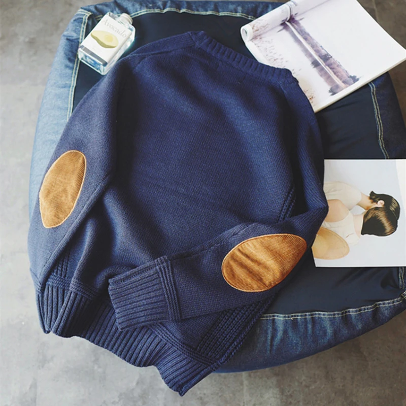 Новые осенние зимние мужские модные одноцветные свитера с круглым вырезом и