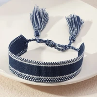 european and american simple fashion retro wrist strap bohemian ribbon jewelry hand woven tassel bracelet for women girl gift