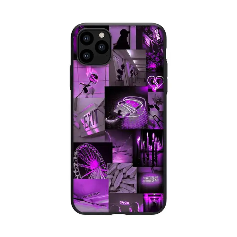 

Purple Love Aesthetic Art Phone Case For Black-Iphone 5s 6 6s 7 8 11 12 X Xs Xr Pro Plus Max Mini Fundas Cover