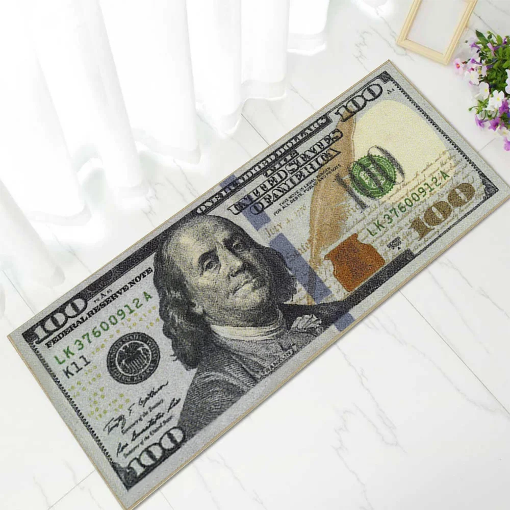 

New modern home decor carpet aisle 100 dollar bill printed non-slip area carpet Room Bedroom Area Rug Modern Mats The dollar