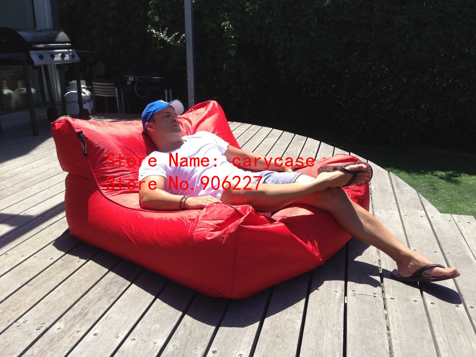 Multi-color indoor and outdoor swimming pool floating bean bag chair, red swim lake beanbag sofa cover only