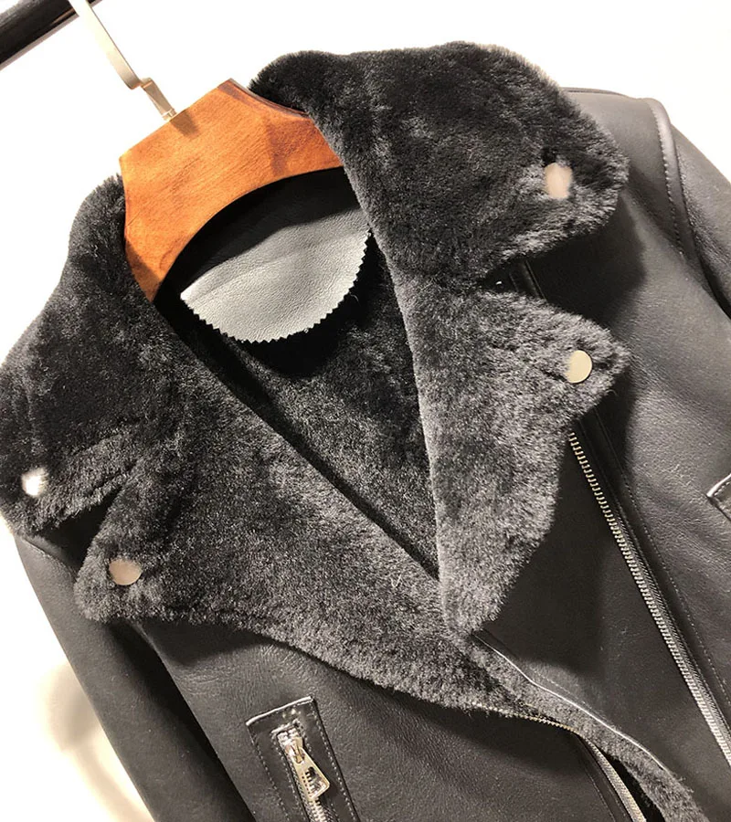 

natural real sheep fur coat winter clothes women 2019new brand thick warm parka real fur genuine leather jacket turn-down collar