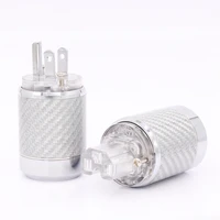 1 pair hifi audio carbon fiber rhodium plated us power connector us male plug iec connector