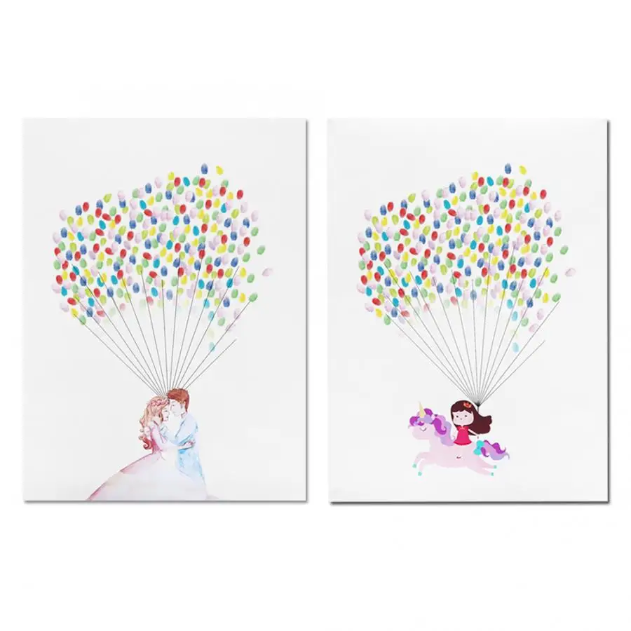 DIY картина по отпечатку пальца милый рисунок для гостей свадебное украшение дома