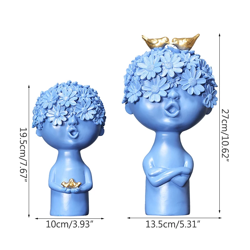 

Flower Boy Sculpture Abstract Character Home Decoration Accessories Eco-friendly Resin statue Figurines Living Room Decor Crafts