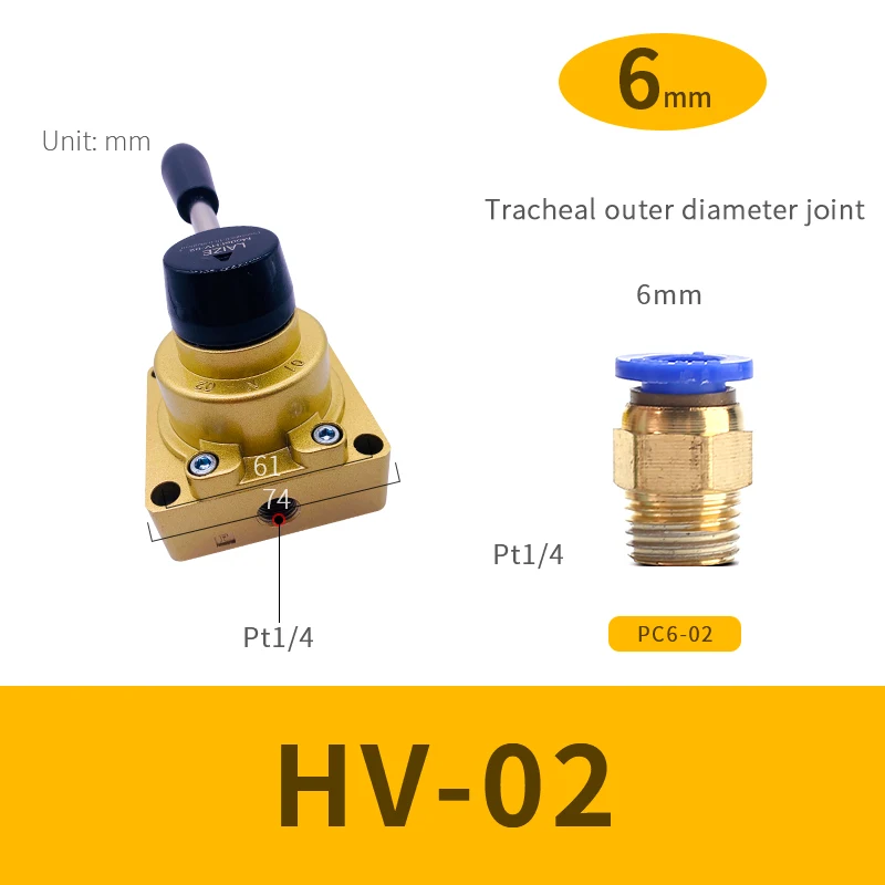 

Pneumatic Switch Manual Valve HV-02 4 Port Hand Push Pull Valve Mechanical Valve Cylinder Valve Switch Valve Pneumatic Control