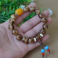 natural flower root bodhi hand string 12 13mm corolla bodhi root buddha bead bracelet tiger spot bodhi son white jade bodhi