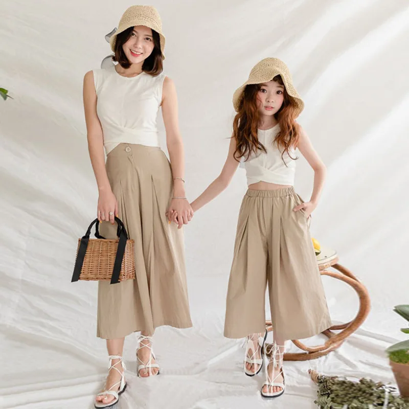 

Girls Clothing Set New Summer Children Clothes Sets Teens Kids Fashion Short Sleeved T Shirt +Wide Leg Pants 2Pcs Sets CA811