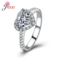 hot sale 925 sterling silver heart shape finger rings full size cubic zirconia wedding anniversary rings wholesale