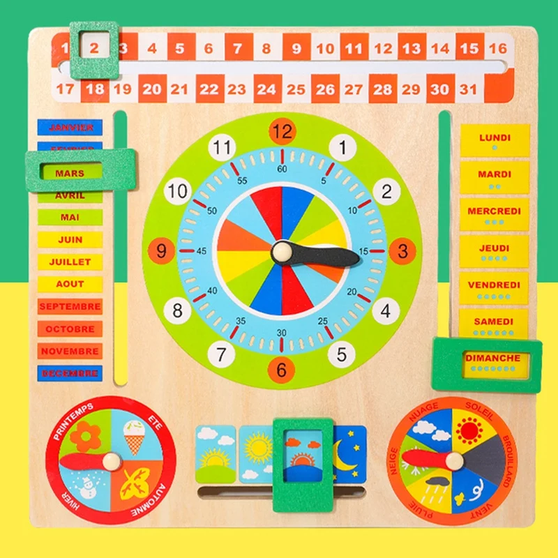 

Kids Wooden Board Game Weather Season Time Cognitive Puzzles Toys Child Early Learning Educational Toys