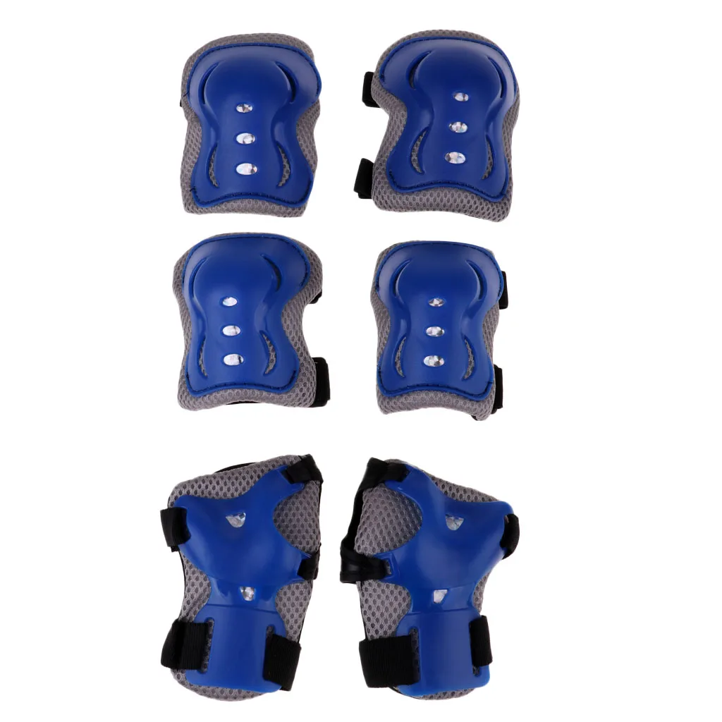 Dark Blue 6 шт. Детский скейтборд езда на велосипеде для катания на роликовых коньках на колено локоть запястье защитные накладки размер можно регулировать для поездка на свежем воздухе Велосипед Велоспорт велосипеды bmx - Цвет: Dark Blue