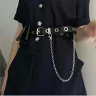 Новинка 2021, Модный женский ремень-цепочка в стиле Харадзюку в стиле панк, регулируемый ремень с отверстиями в ряд, декоративные черные ремни для девушек