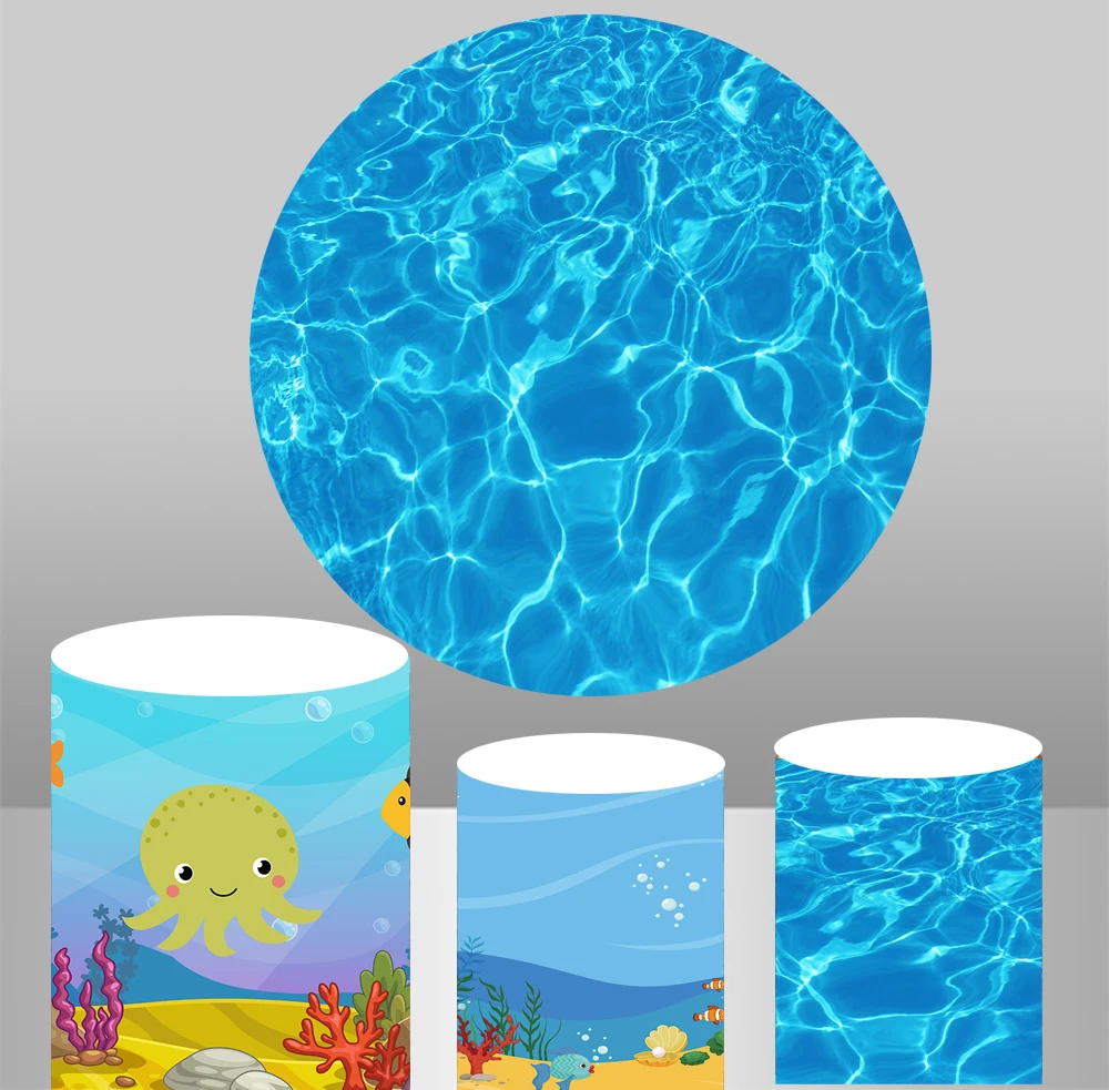 

Round circle background Swimming pool underwater Backdrop baby shower kids birthday Party table/column/cylinder Covers YY-423