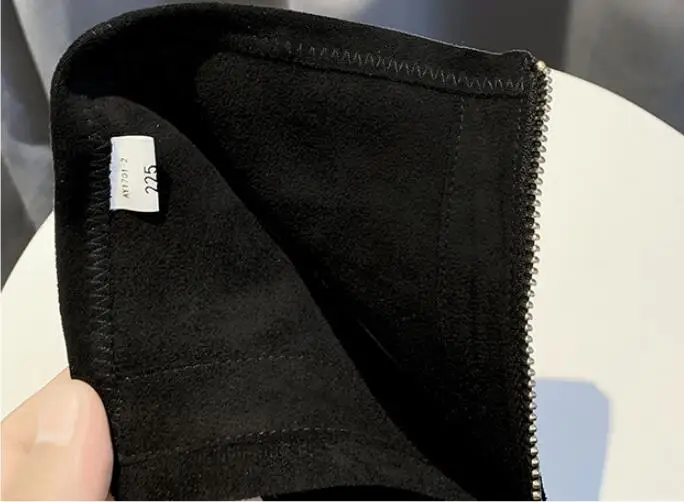 Квадратные носки в британском стиле; новые женские ботинки из флока с хлопковой подкладкой на молнии спереди; сезон осень-зима; зимние ботинки; женские Ботинки martin