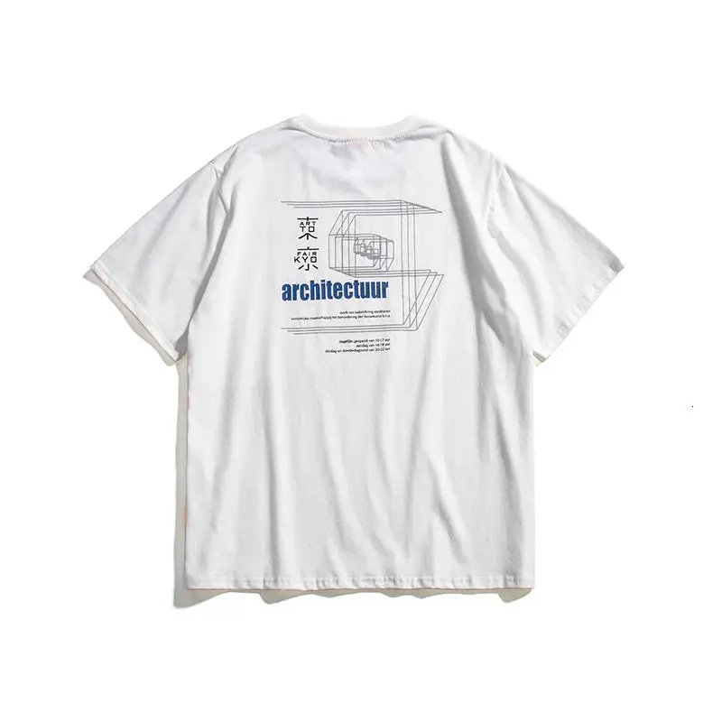 

2021 new Chinese print loose trend T-shirt Holiday Preppy Style Smart Casual Hip Hop Youthful vitality Kpop Outdoor sports