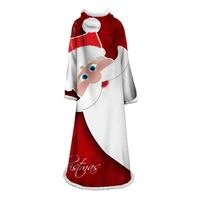 christmas snowman red hat tree branch portable wearable fluffy custom sleeve blanket throw wrapbed blanket with sleeve