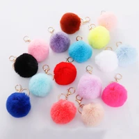 cute pom pompon key chain fluffy artificial fur ball key rings women bag charm pendant pom pom holder keychain bag accessories