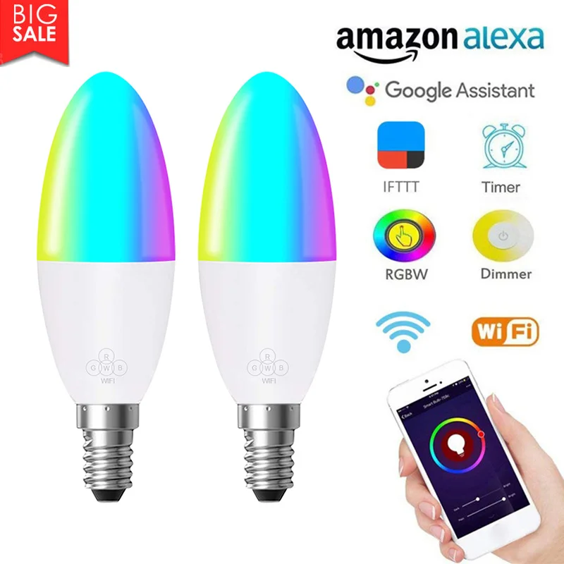 Умная жизнь светодиодное лампы WI FI Светодиодная лампа 6 Вт с регулируемой