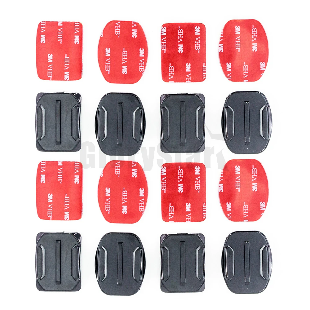 16pcs Set Flat Curved Helmet Base Adhesive Mount 3M VHB Stickers for GoPro Hero 98 76 5 4 3 Xiaomi Yi 4K SJCAM Osmo Sport Camera