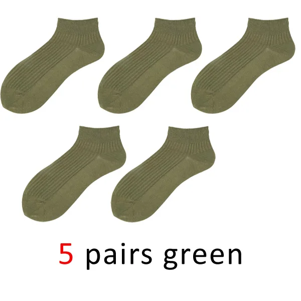 VERIDICAL 5 pairs/lot ankle socks woman solid loose crew Boat Socks harajuku socks cotton Good Quality calcetines mujer 10 color - Цвет: green
