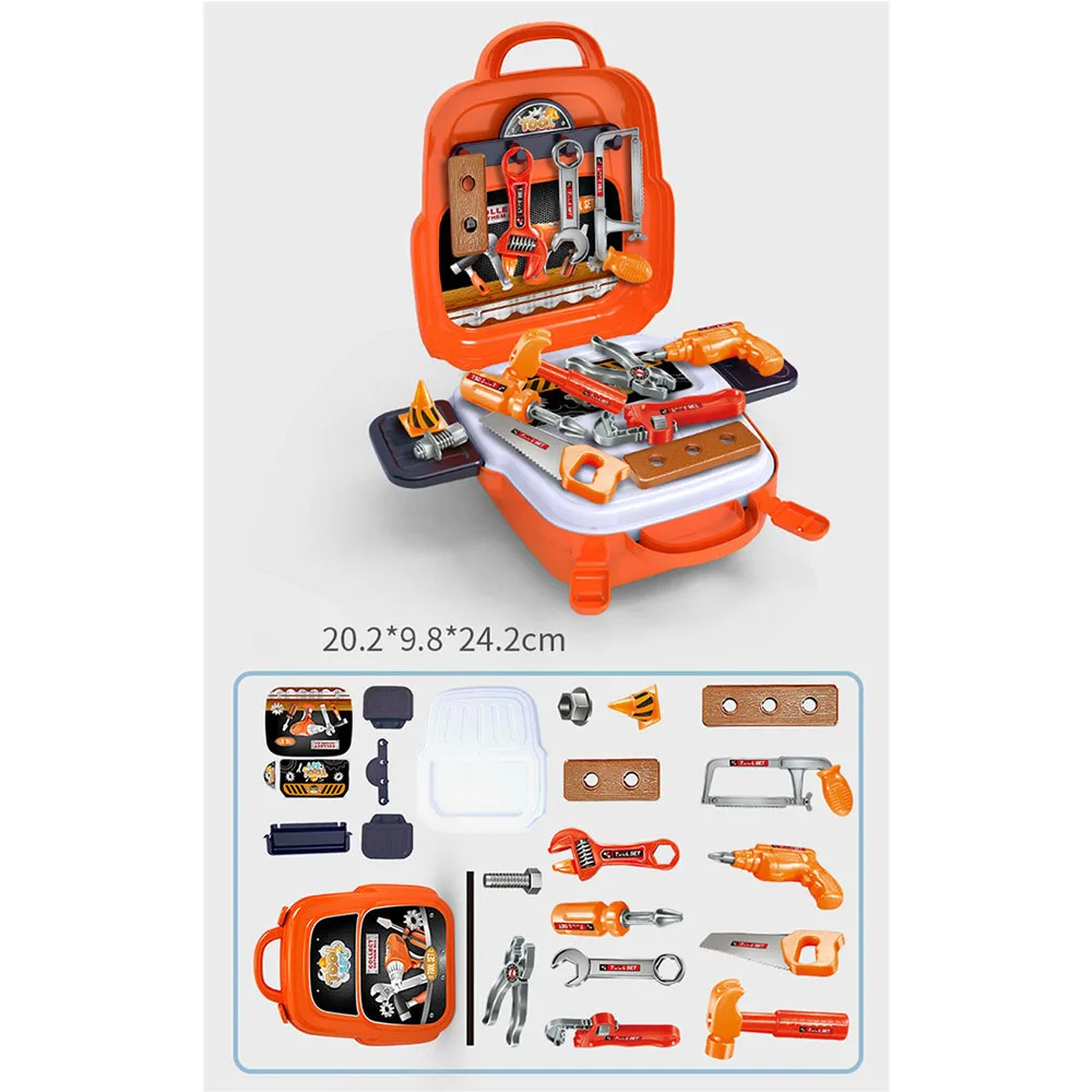 

NEW 22Pcs Plastic Toolbox Engineer Simulation Repair Drill Tools Bags Toys Pretend Play Early Educational Play House Kit