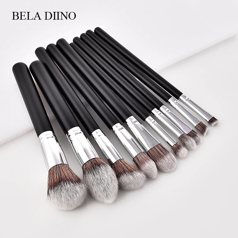 Черная деревянная ручка набор кистей для макияжа мягкий нейлон основа волос