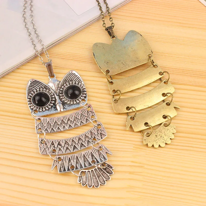 Top Sale Owl Fashion Jewelry Korean Style Retro Metal Necklace Long Sweater Chain Punk European and American | Украшения и