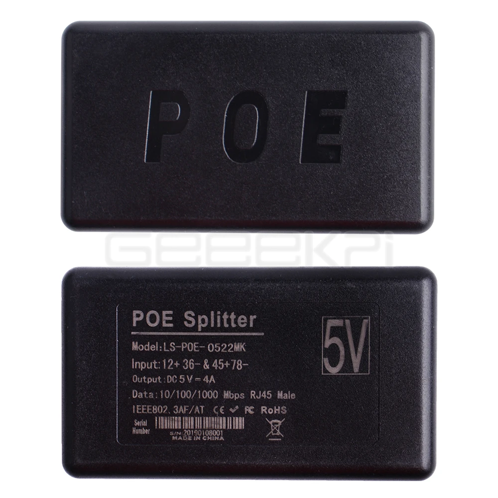 Кабель PoE Gigabit Raspberry Pi 4B активный сплиттер USB Type-C 48 В до 5 Power Over Ethernet коммутатор для