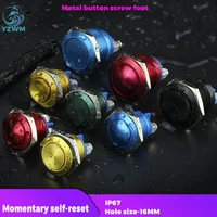 yzwm 16mm metal button switch full oxidation self reset button inching switch screw foot high flat surface start stop