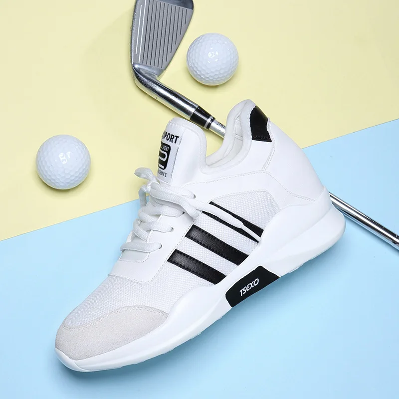 

Fall 2020 new versatile mesh breathable running sports shoes women's increased leather white shoes