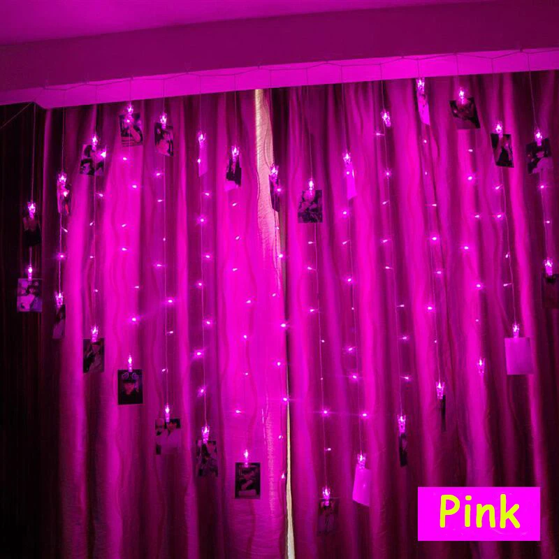 2X1.5M 128 LED карта фото клип Фея Сосулька занавеска Гирлянда Свет рождественские