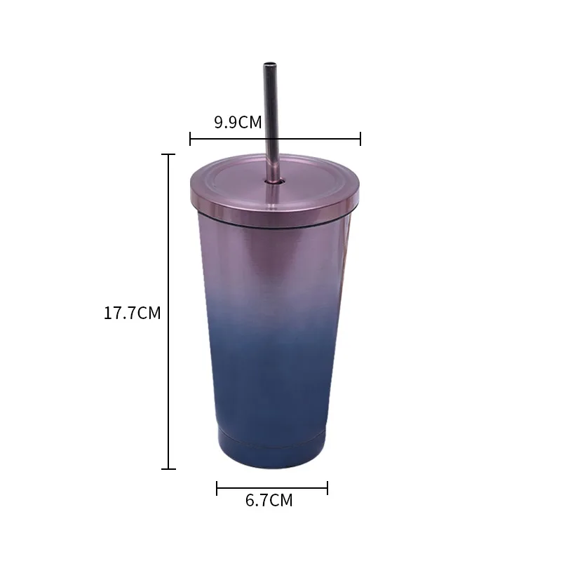 

Stainless Steel Coffee Mug 500ml Thermo Mug With lid Beer Mugs For Tea Cup Vacuum Flask Metal Cup Drink Straw Travel Cups