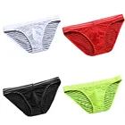 Мужские трусы брифы в полоску, темно-синие бесшовные трусы из сетчатой ткани, сексуальное нижнее белье для мужчин, гей-трусы в сетку,