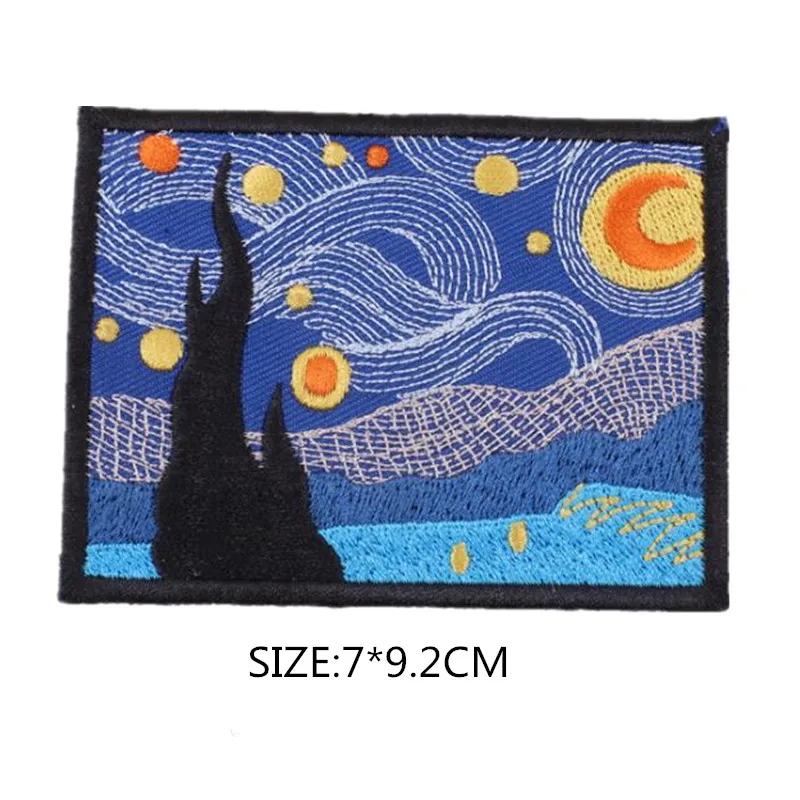 

Clothing Summer Camp Embroidery Patch Ironpunk DIY Decal Clothes Sticker Sunrise Sky Ocean Forest Mountain Wave Sunflower
