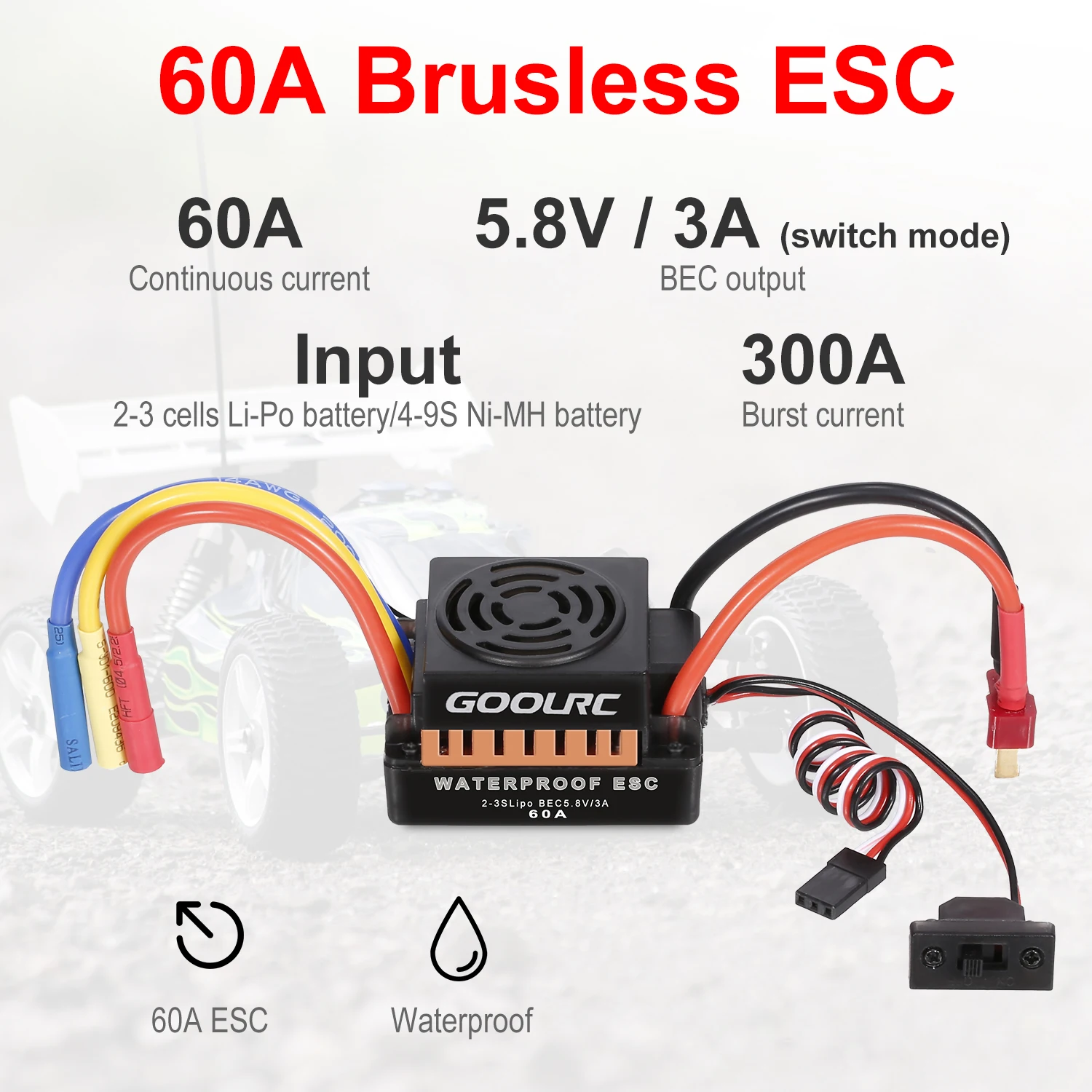 GoolRC 13T Мотор 3650 3000KV бесщеточный двигатель 60A ESC 5 8 V/3A BEC 21T Gear 28T Combo для 1/10 RC Car Crawler