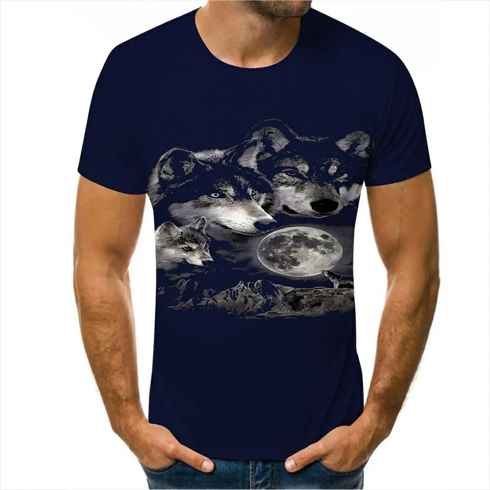 Футболка с 3D-принтом животного и названием волка летняя модная повседневная