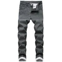 2022 stretch solid color casual jeans denim regular fit men trousers long high quality all season brand large size male