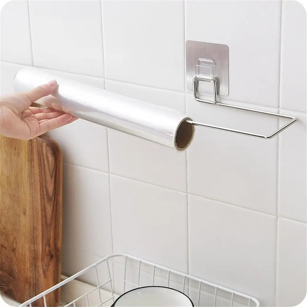

26cm Kitchen Rag Paper Storage Rack Holder Hanger Tissue Roll Towel Rack Bathroom Toilet Sink Door Hanging Hook