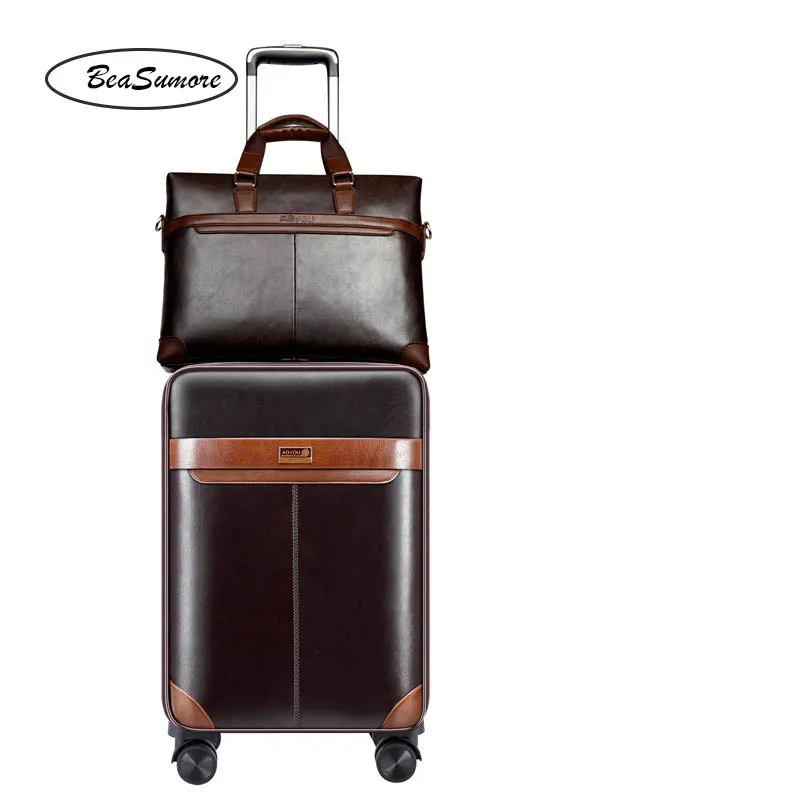 BeaSumore мужские деловые из искусственной кожи чемодан на колесиках 24 дюйма