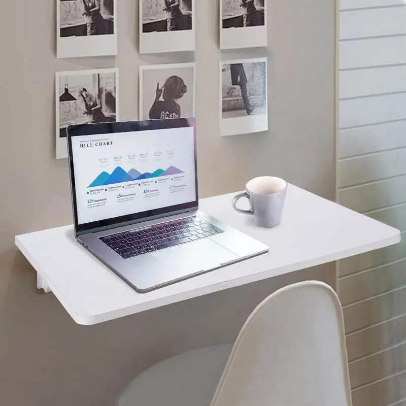 

Wall Mounted Floating Folding Writing Table PC Computer Desk Home Office White