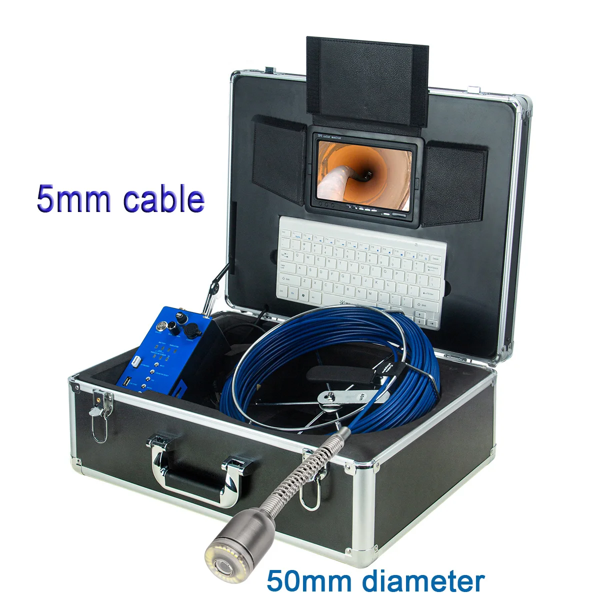 

9'' Video Drain Sewer Camera Pipeline Inspection Borescope Endoscope System with 50mm Diameter Camera Head Full-view Self-level