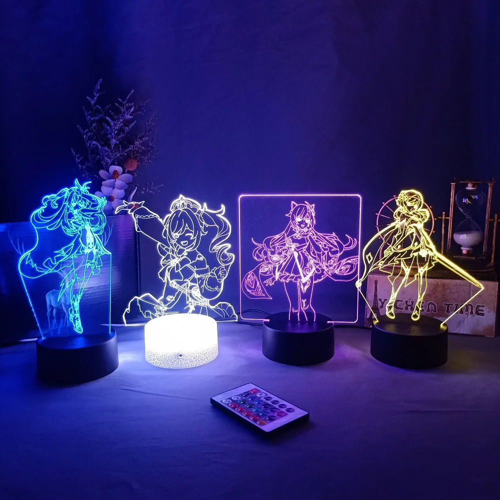 

Genshin Impact Anime-Figure Game Night Light 3D LED Manga Illusion Table Desk Lamp For Indoor Bedroom Decor Cool Indie Kids Gift