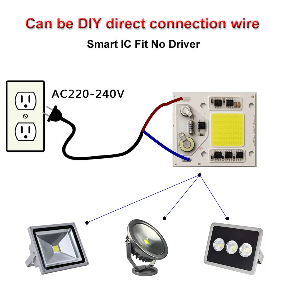 

Светодиодный чип с COB матрицей, не требует драйвера для прожекторного освещения, точесветильник щения, светильник «сделай сам», 20 Вт, 30 Вт, 50 ...