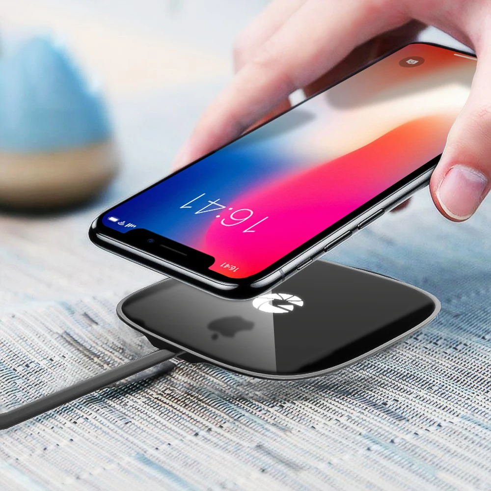 Qi 10 Вт тонкое Беспроводное зарядное устройство для быстрой зарядки для Iphone 11 Pro Max XS MAX XR X 8 samsung S9 s10 huawei P30 Pro Беспроводное зарядное устройство