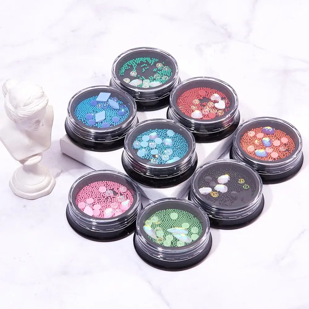 

1 Box Resin Rhinestones For Nails Mixed Iron Chain Undrilled Iron Bead 3D Nail Art Rhinestones Decoration Gem
