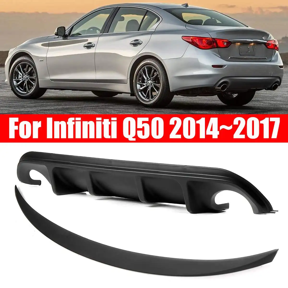 2pcs for AQ Style Rear Bumper Diffuser for JDM Style Trunk Spoiler For Infiniti Q50