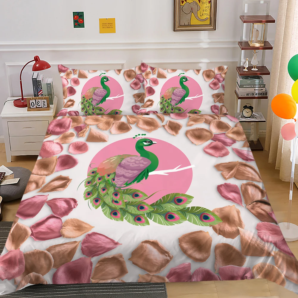 

3D Animals Bedding Set Peacock Printed Duvet Cover Set Queen Size Creative Boys Girls Bedroom Decorations Beds Gift